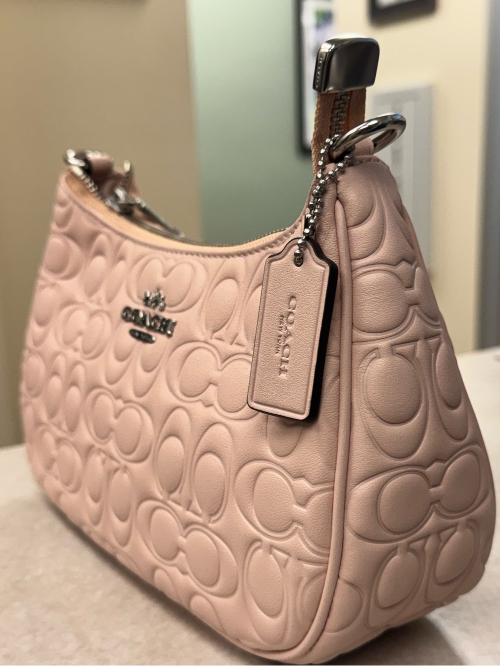 NWT - Coach - Teri Shoulder Bag - Blush - Signature Embossed Leather - Picture 2 of 8
